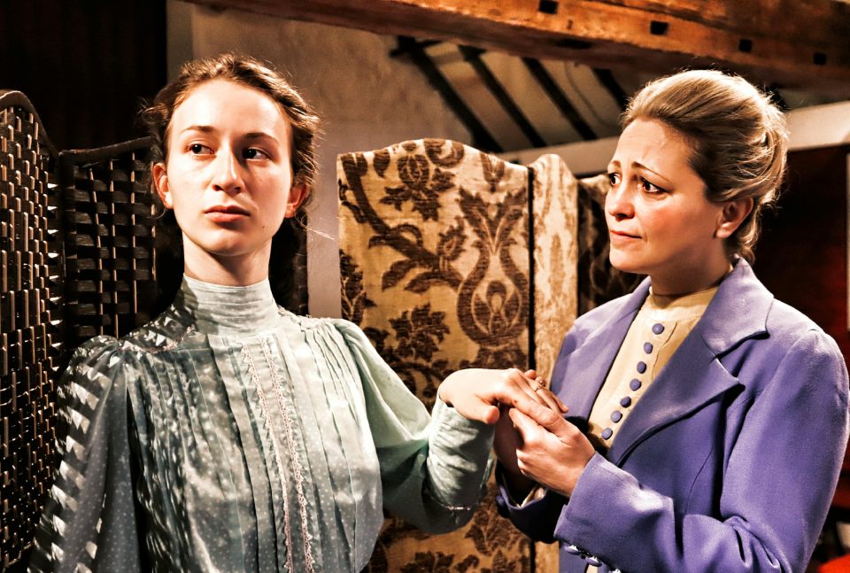 Fiona Bumann and Laura Chambers in A Doll's House Part 2, 2024