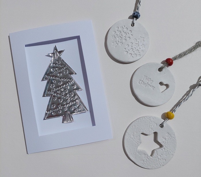 Air Dry Clay Christmas Decorations & Metal Embossed Cards